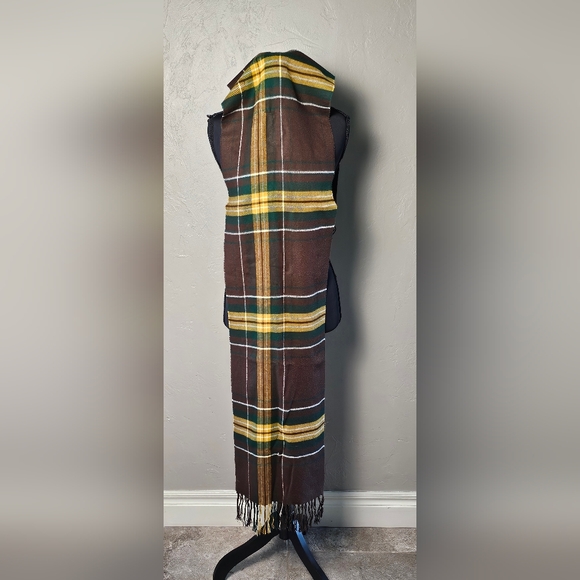 [MERONA] Brown, Yellow, Green & White Plaid Pattern Acrylic Scarf - Picture 4 of 13